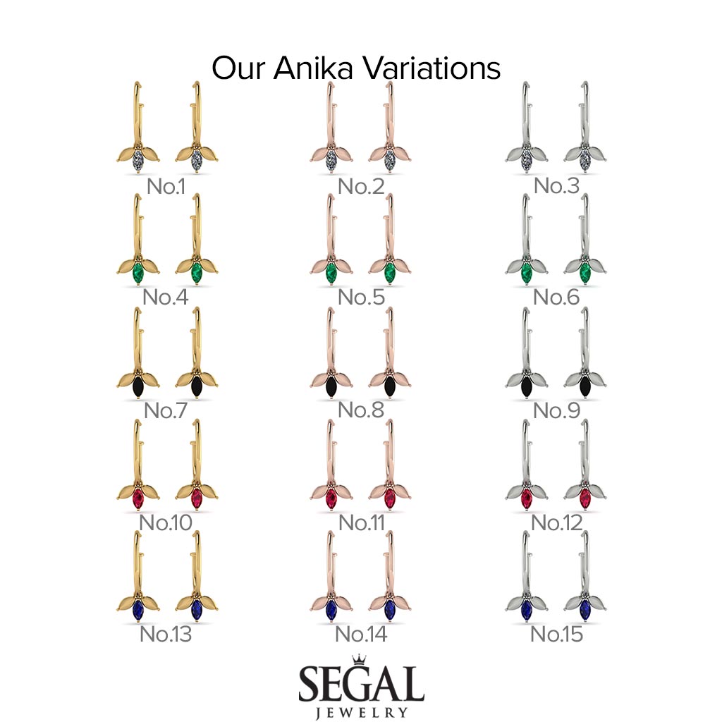 Leaves Black Diamond Earrings - Anika No. 9